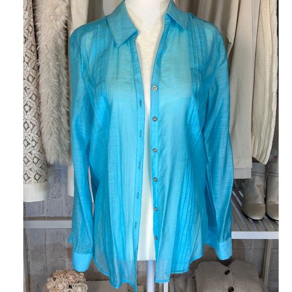 Chico's Women's Size 0 XS Turquoise Lightweight Sheer Blouse & Tank Set #0137 - Picture 3 of 9